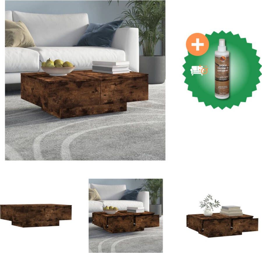 VidaXL Salontafel 90x60x31 cm bewerkt hout gerookt eikenkleurig Tafel Inclusief Houtreiniger en verfrisser