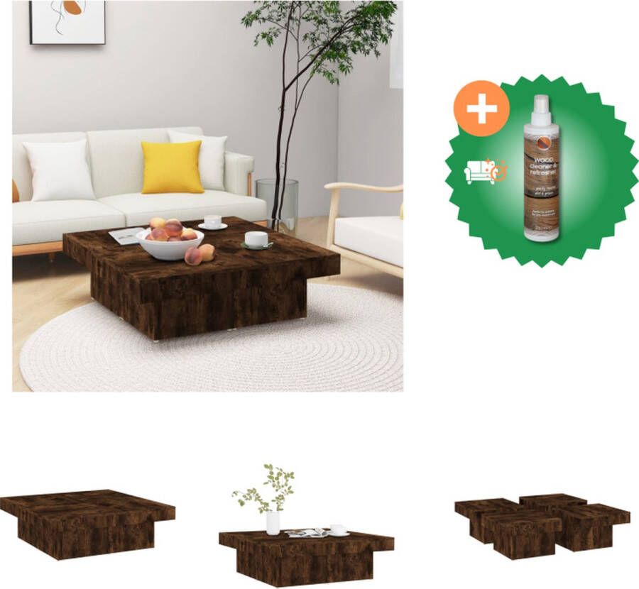 VidaXL Salontafel 90x90x28 cm bewerkt hout gerookt eikenkleurig Tafel Inclusief Houtreiniger en verfrisser