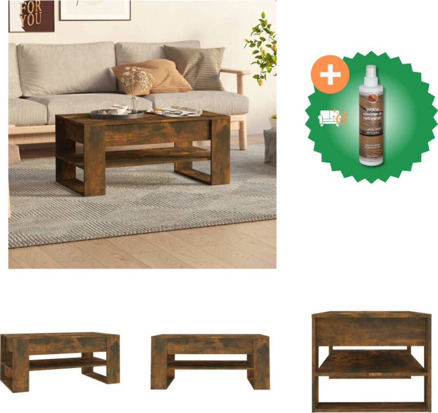 VidaXL Salontafel Gerookt Eiken Bewerkt Hout 102 x 55 x 45 cm Montage vereist Tafel Inclusief Houtreiniger en verfrisser