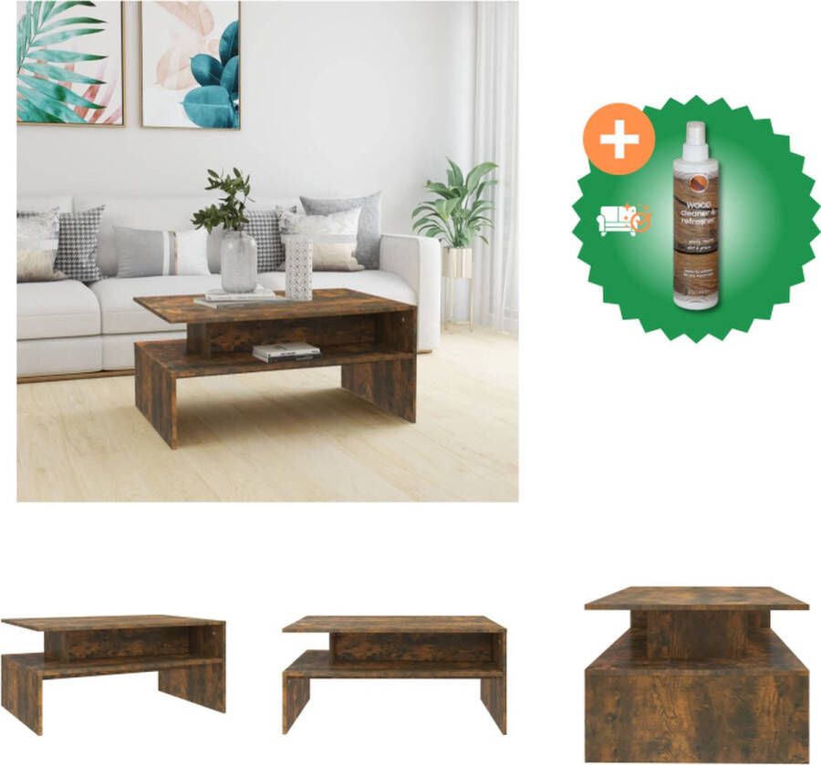 VidaXL Salontafel 90x60x42-5 cm bewerkt hout gerookt eikenkleurig Tafel Inclusief Houtreiniger en verfrisser