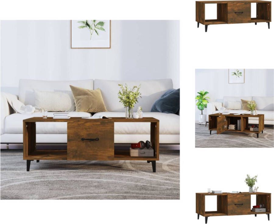 VidaXL Salontafel Salontafels Tafel Bijzettafel Salontafel 102x50x40 cm bewerkt hout gerookt eikenkleurig - Foto 3