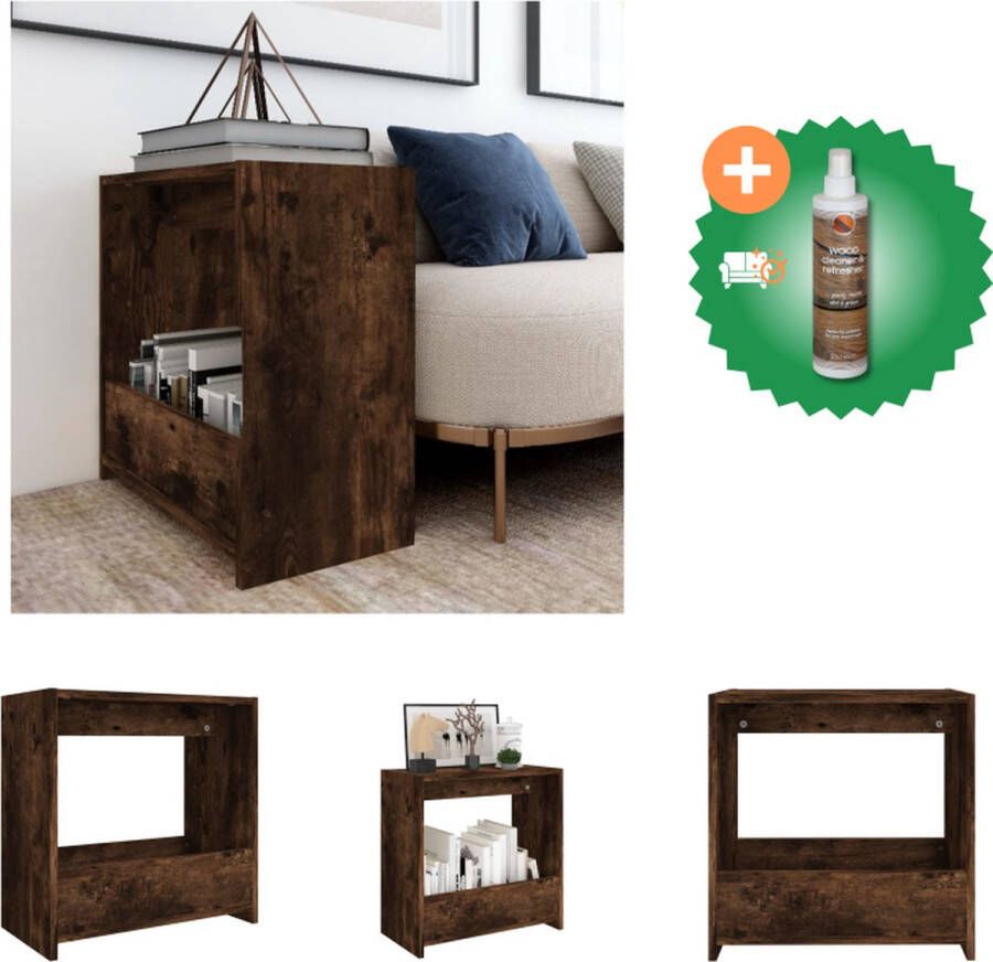 VidaXL Salontafel Gerookt Eiken Opbergfunctie Stevig Tafelblad Hoekkast Afmetingen- 50 x 26 x 50 cm Tafel Inclusief Houtreiniger en verfrisser