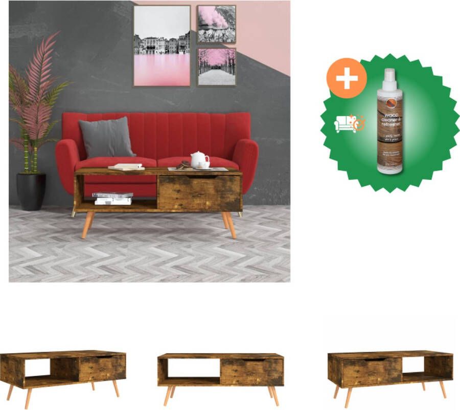 VidaXL Salontafel 100x49-5x43 cm spaanplaat gerookt eikenkleurig Tafel Inclusief Houtreiniger en verfrisser