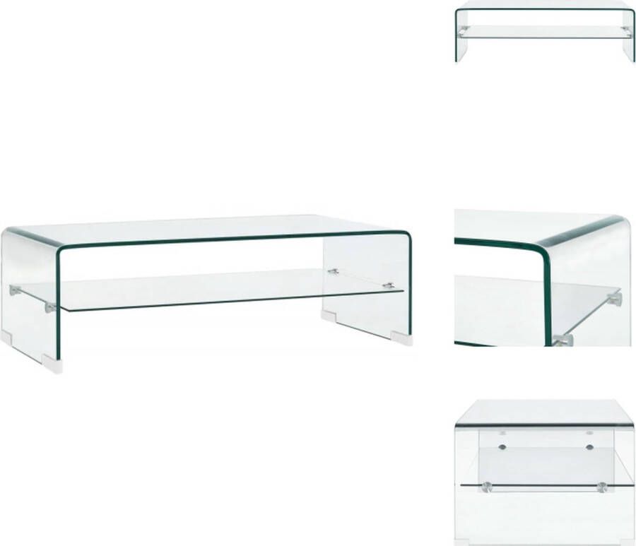 VidaXL Salontafel Salontafels Salon Tafel Salon Tafels Salontafel 98x45x31 cm gehard glas transparant - Foto 4