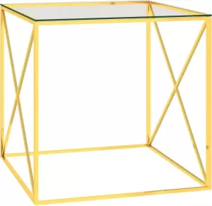 VidaXL Salontafel goud 55x55x55 cm roestvrij staal en glas