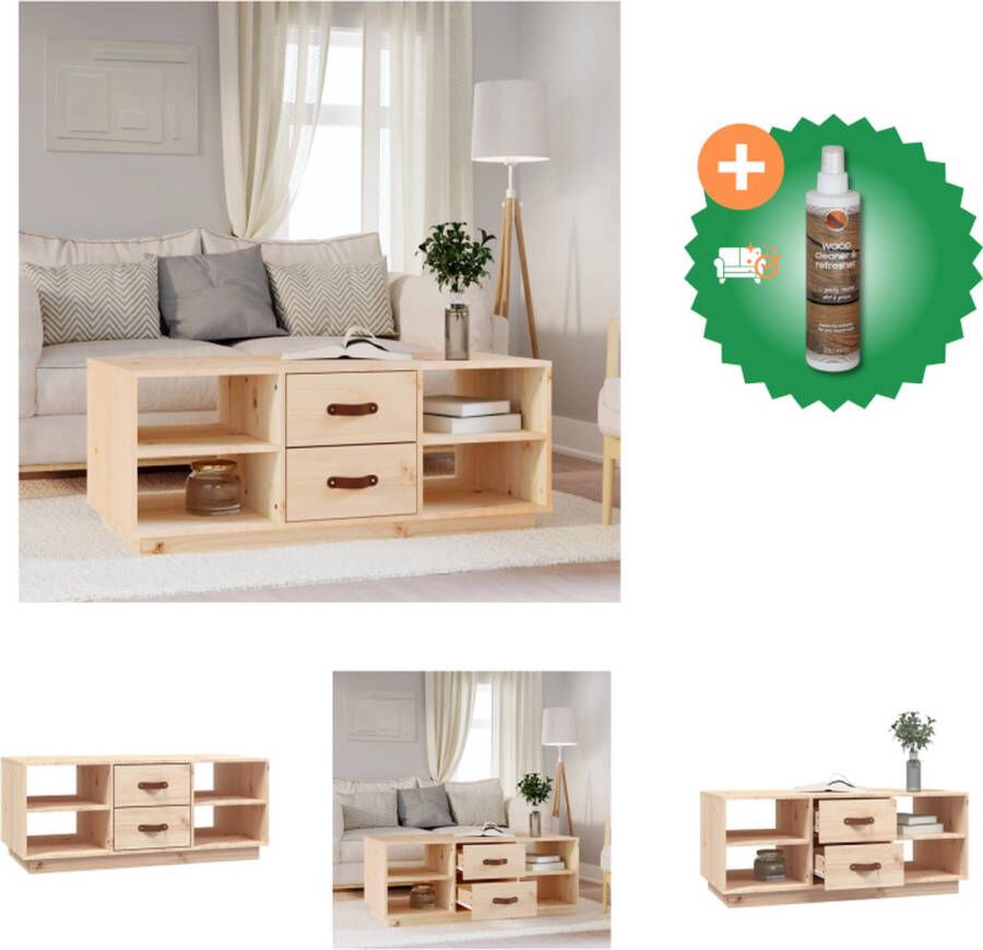 VidaXL Salontafel Grenenhout 100 x 50 x 41 cm Met lades en schappen Tafel Inclusief Houtreiniger en verfrisser - Foto 3