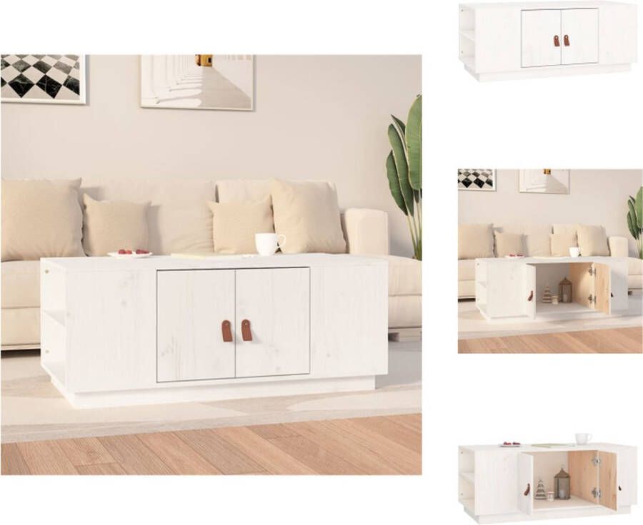 VidaXL Salontafel Salontafels Tafel Bijzettafel Salontafel 100x50x41 cm massief grenenhout wit - Foto 2