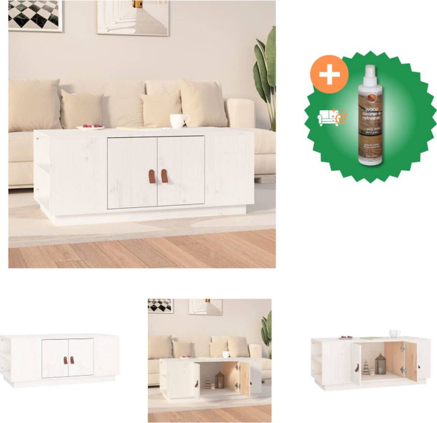 VidaXL Salontafel 100x50x41 cm massief grenenhout wit Tafel Inclusief Houtreiniger en verfrisser - Foto 2