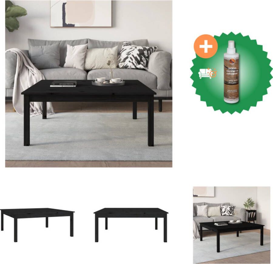 VidaXL Salontafel 100x100x40 cm massief grenenhout zwart Tafel Inclusief Houtreiniger en verfrisser