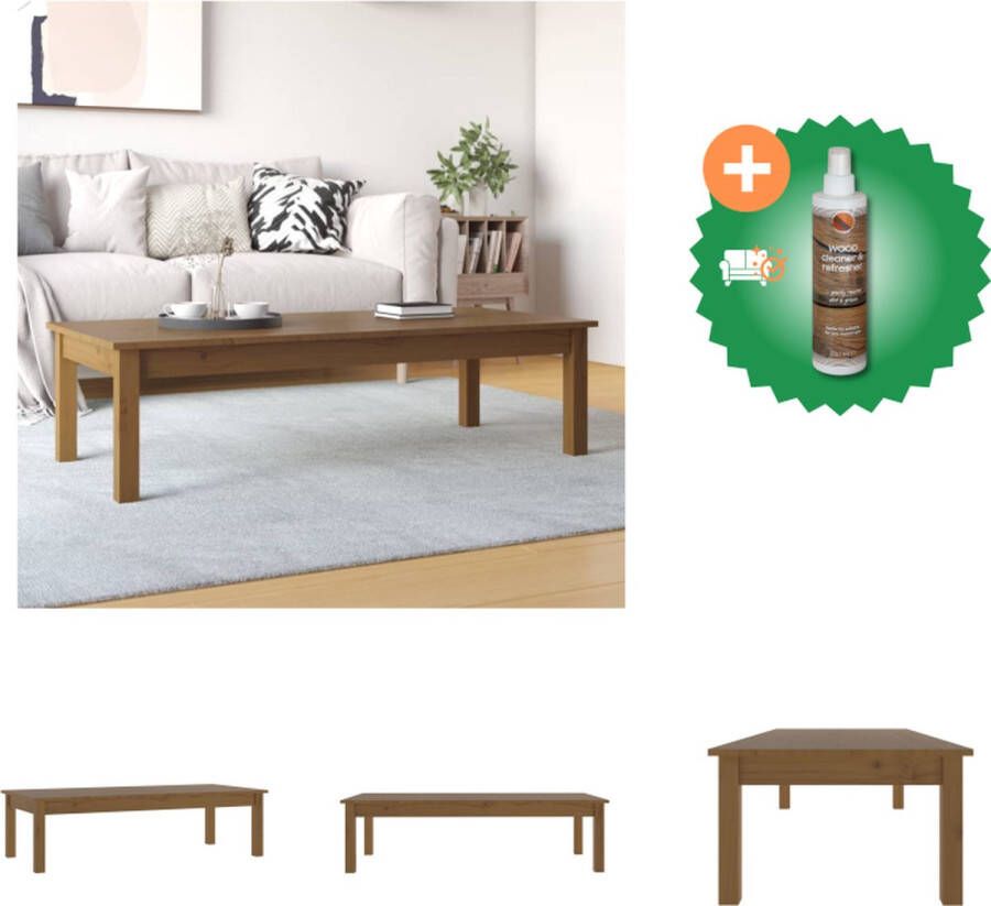 VidaXL Salontafel 110x50x30 cm massief grenenhout honingbruin Tafel Inclusief Houtreiniger en verfrisser