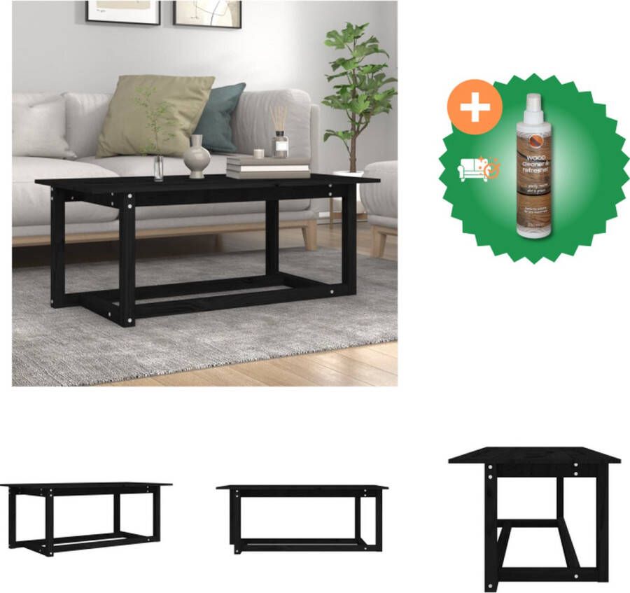 VidaXL Houten salontafel massief grenenhout 110 x 55 x 45 cm zwart Tafel Inclusief Houtreiniger en verfrisser - Foto 3