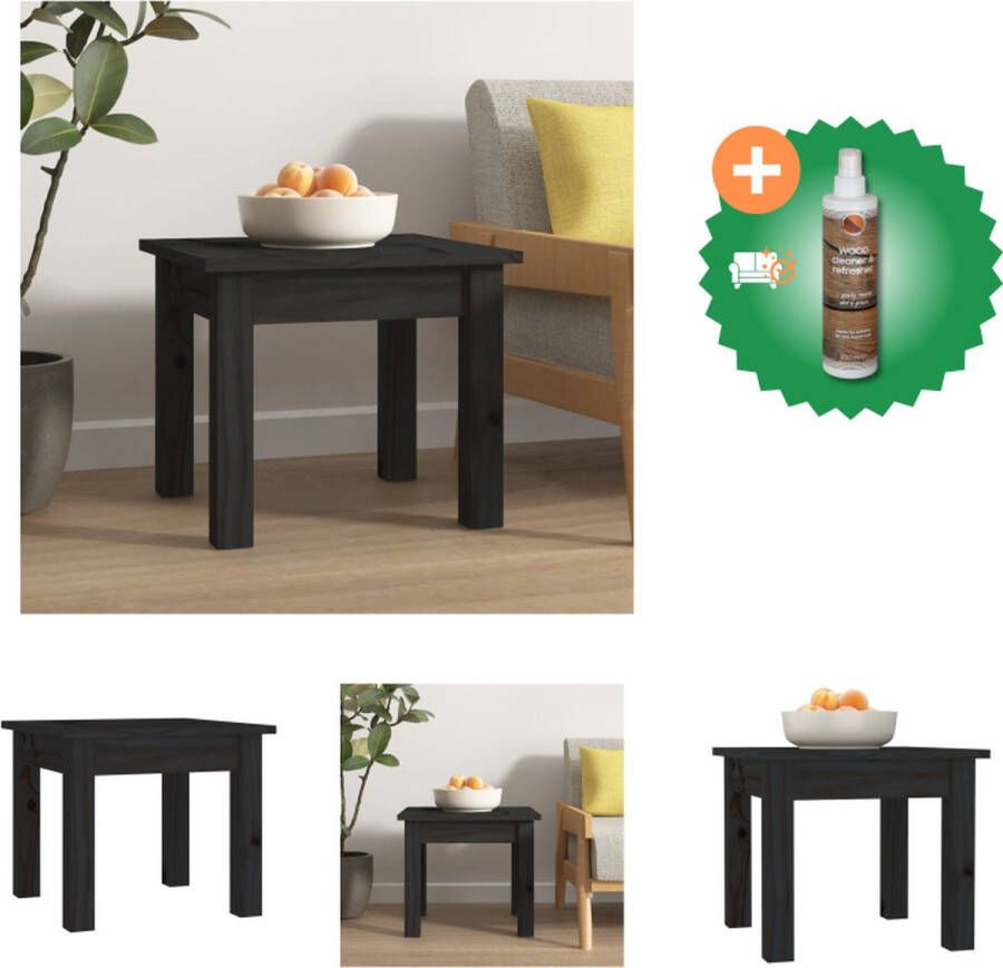 VidaXL Salontafel 35x35x30 cm massief grenenhout zwart Tafel Inclusief Houtreiniger en verfrisser