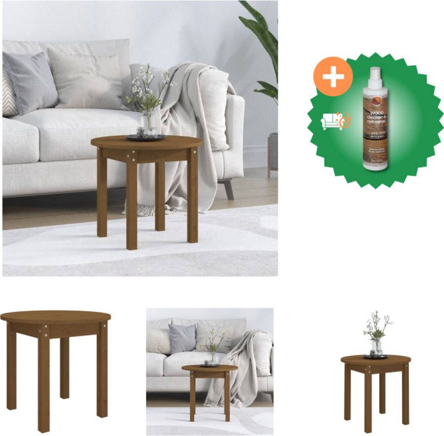 VidaXL Salontafel Ø 45x40 cm massief grenenhout honingbruin Tafel Inclusief Houtreiniger en verfrisser