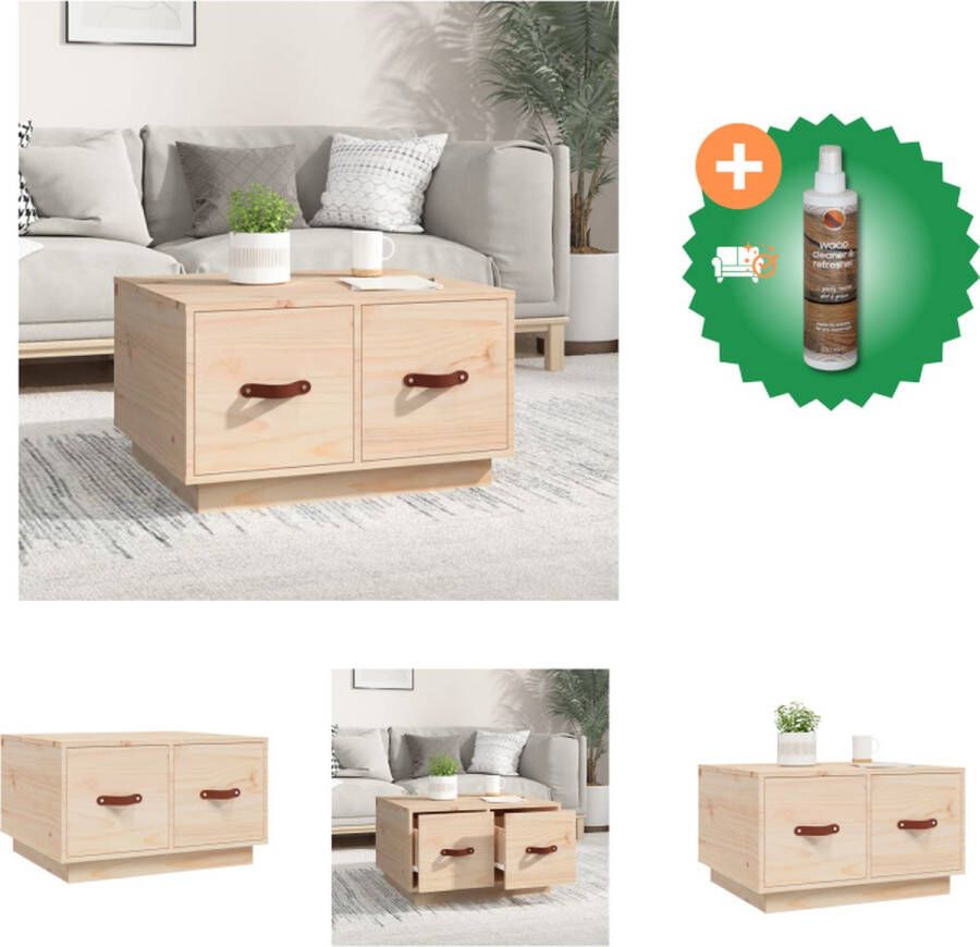 VidaXL Salontafel Grenenhout 60 x 53 x 35 cm Met 2 lades Tafel Inclusief Houtreiniger en verfrisser