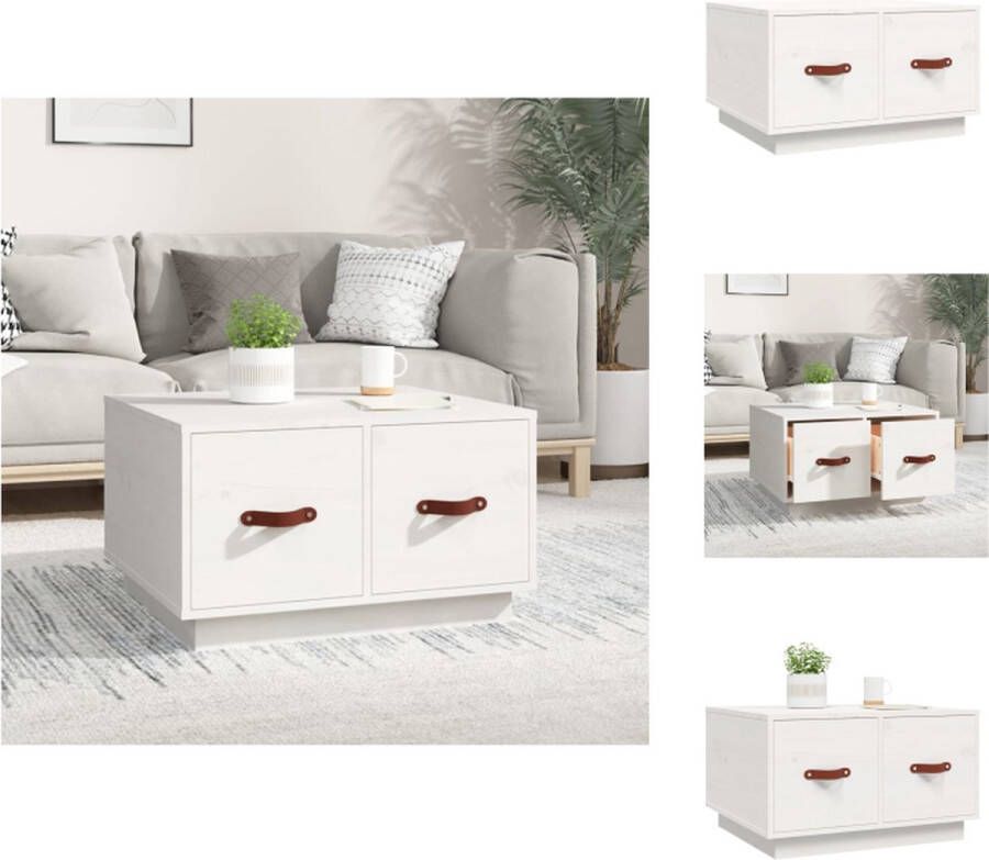 VidaXL Salontafel Salontafels Tafel Bijzettafel Salontafel 60x53x35 cm massief grenenhout wit - Foto 2