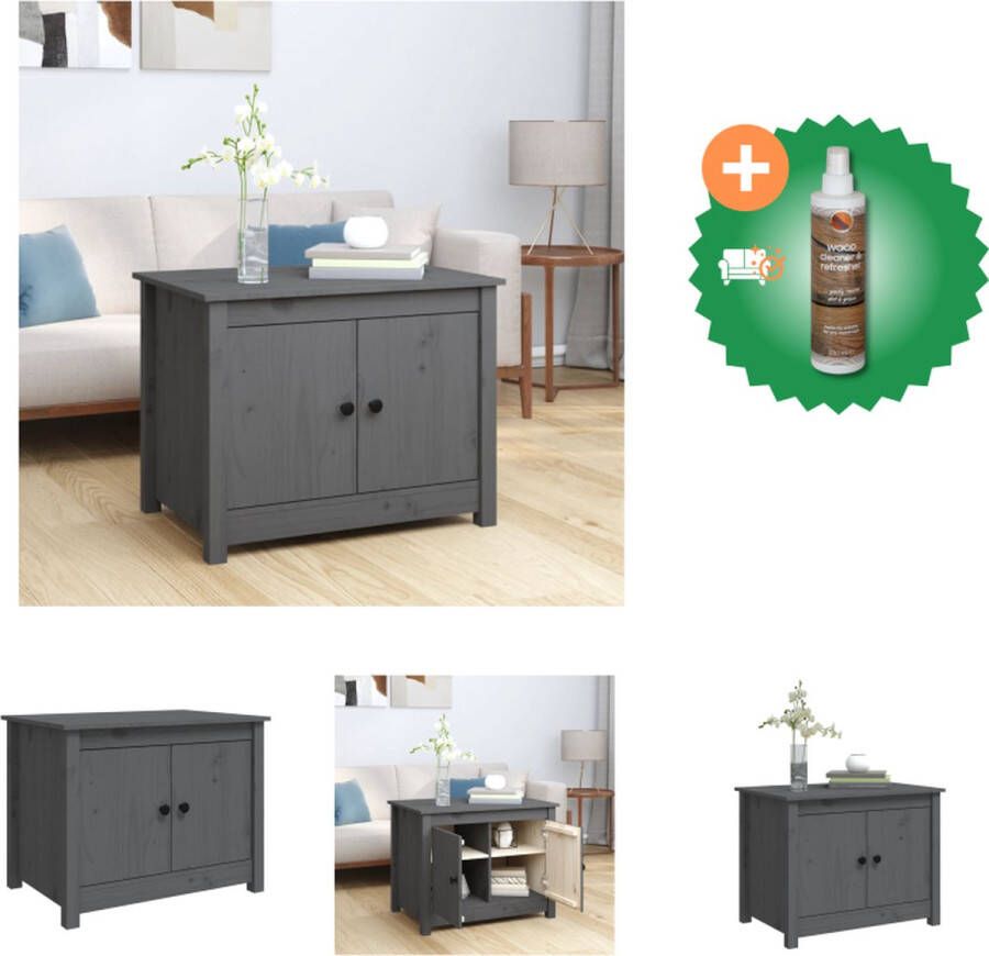 VidaXL Salontafel klassiek hout Massief grenenhout Afmetingen- 71x49x55cm Kleur- grijs Tafel Inclusief Houtreiniger en verfrisser