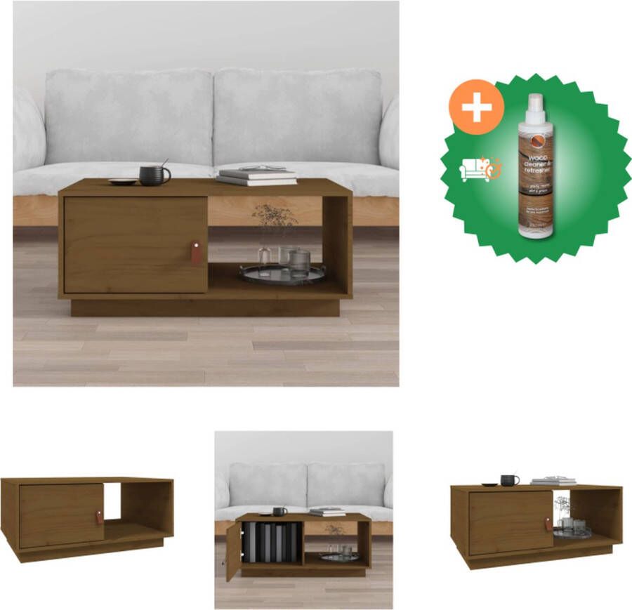 VidaXL Salontafel 80x50x35-5 cm massief grenenhout honingbruin Tafel Inclusief Houtreiniger en verfrisser