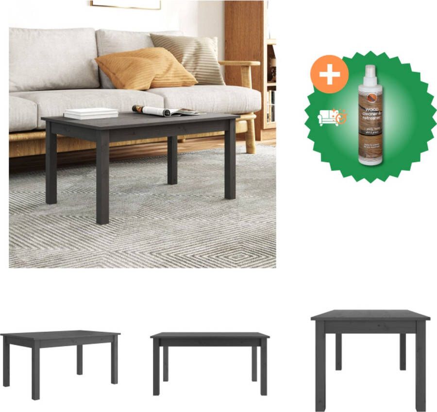 VidaXL Salontafel Massief grenenhout 80 x 50 x 40 cm Grijs Tafel Inclusief Houtreiniger en verfrisser - Foto 2