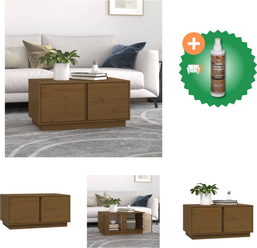 VidaXL Salontafel Massief Grenenhout 80 x 50 x 40 cm Honingbruin Tafel Inclusief Houtreiniger en verfrisser - Foto 3