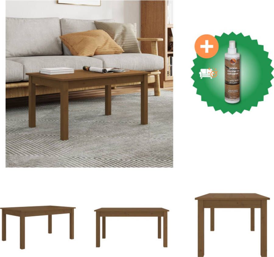 VidaXL Salontafel Massief Grenenhout 80 x 50 x 40 cm Honingbruin Tafel Inclusief Houtreiniger en verfrisser - Foto 2