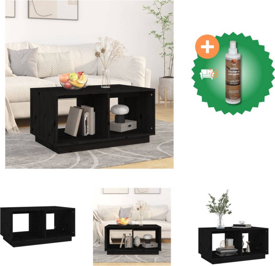 VidaXL Rustieke Houten Salontafel 80x50x40 cm Met Opbergruimte Zwart Tafel Inclusief Houtreiniger en verfrisser