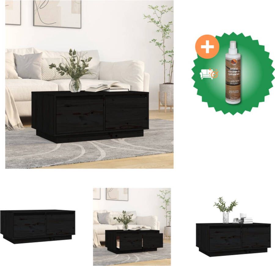 VidaXL Salontafel 80x50x35 cm massief grenenhout zwart Tafel Inclusief Houtreiniger en verfrisser - Foto 2