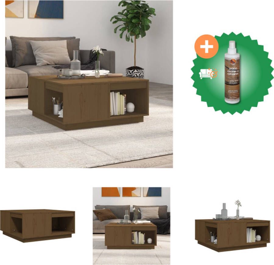 VidaXL Salontafel Grenenhout Honingbruin 80 x 81 x 36.5 cm Trendy design Tafel Inclusief Houtreiniger en verfrisser