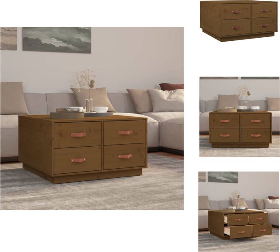 VidaXL Salontafel Salontafels Bijzettafel Banktafel Salontafel 80x80x45 cm massief grenenhout honingbruin