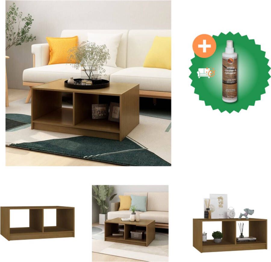 VidaXL Salontafel Grenenhout Houten Tafel 75 x 50 x 33.5 cm Honingbruin Tafel Inclusief Houtreiniger en verfrisser