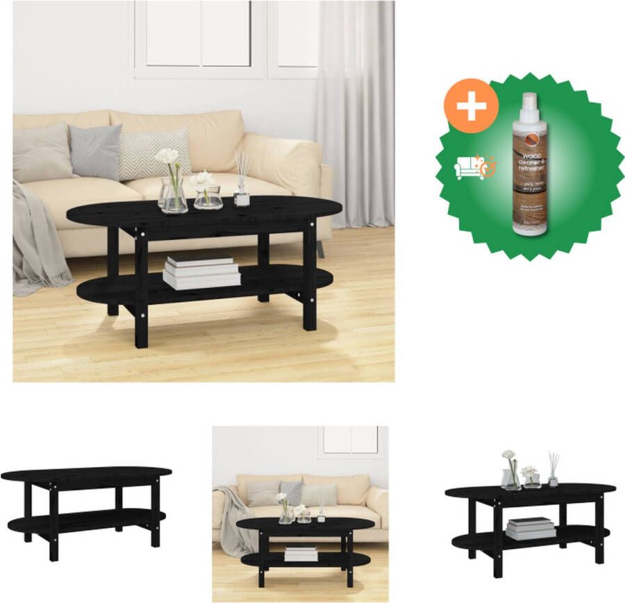 VidaXL Salontafel Grenenhout Klassiek 110 x 55 x 45 cm Zwart Tafel Inclusief Houtreiniger en verfrisser