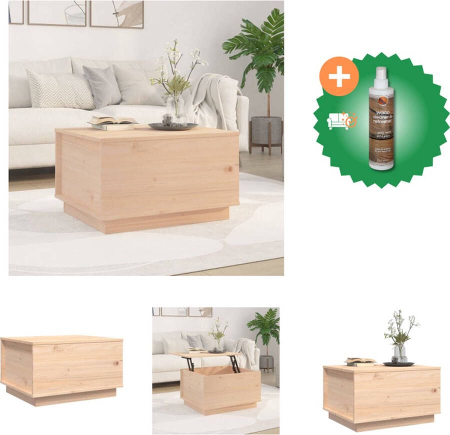 VidaXL Salontafel Grenenhout Lift-top Opbergruimte Stabiel frame 60x50x35 cm Tafel Inclusief Houtreiniger en verfrisser