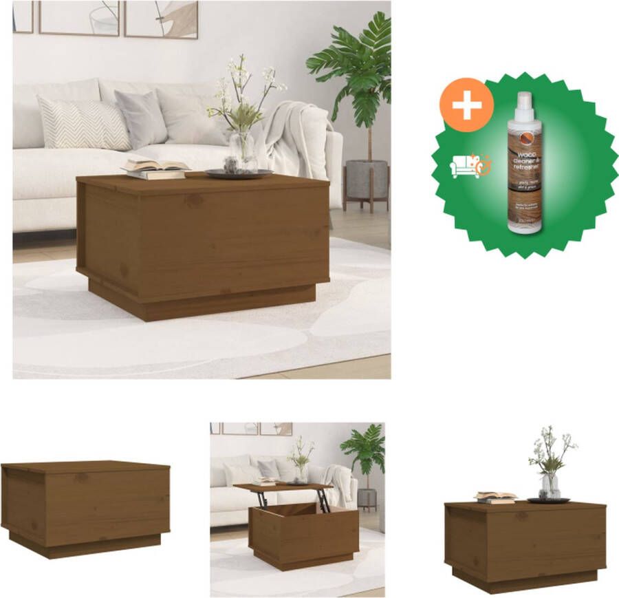 VidaXL Salontafel Grenenhout Lift-top Opbergruimte Stabiel frame Honingbruin 60x50x35 cm Tafel Inclusief Houtreiniger en verfrisser