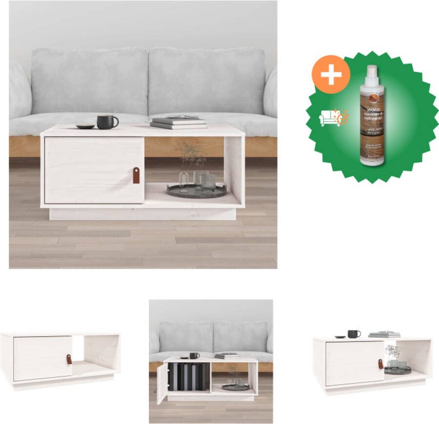 VidaXL Salontafel 80x50x35-5 cm massief grenenhout wit Tafel Inclusief Houtreiniger en verfrisser