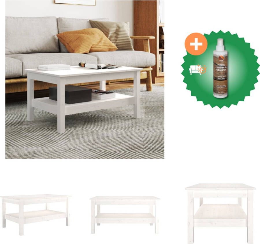 VidaXL Salontafel Grenenhout Wit 80 x 50 x 40 cm Extra opbergruimte Tafel Inclusief Houtreiniger en verfrisser