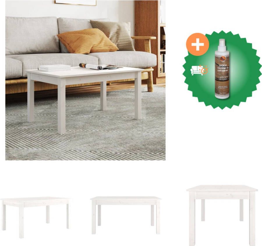 VidaXL Salontafel Grenenhout Wit 80 x 50 x 40 cm Minimalistisch design Tafel Inclusief Houtreiniger en verfrisser - Foto 2