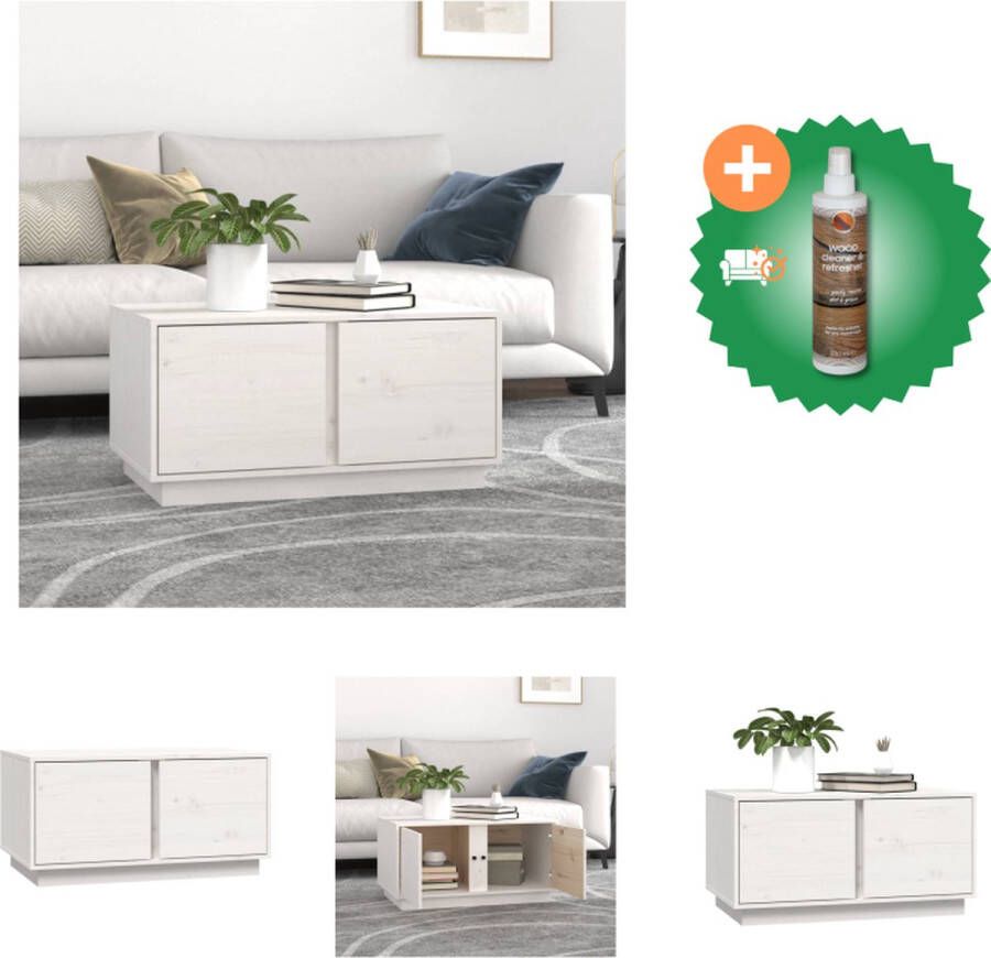 VidaXL Salontafel Grenenhout Wit 80 x 50 x 40 cm Minimalistisch design Tafel Inclusief Houtreiniger en verfrisser