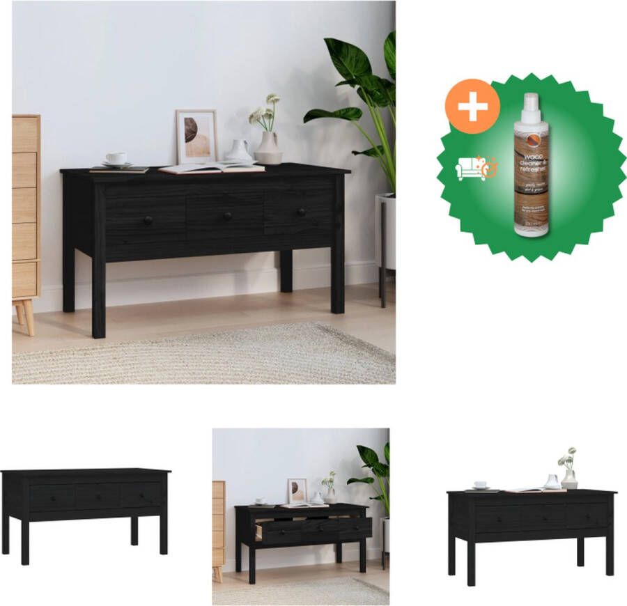 VidaXL Salontafel Massief Grenenhout Zwart 102 x 49 x 55 cm (B x D x H) Tafel Inclusief Houtreiniger en verfrisser - Foto 2