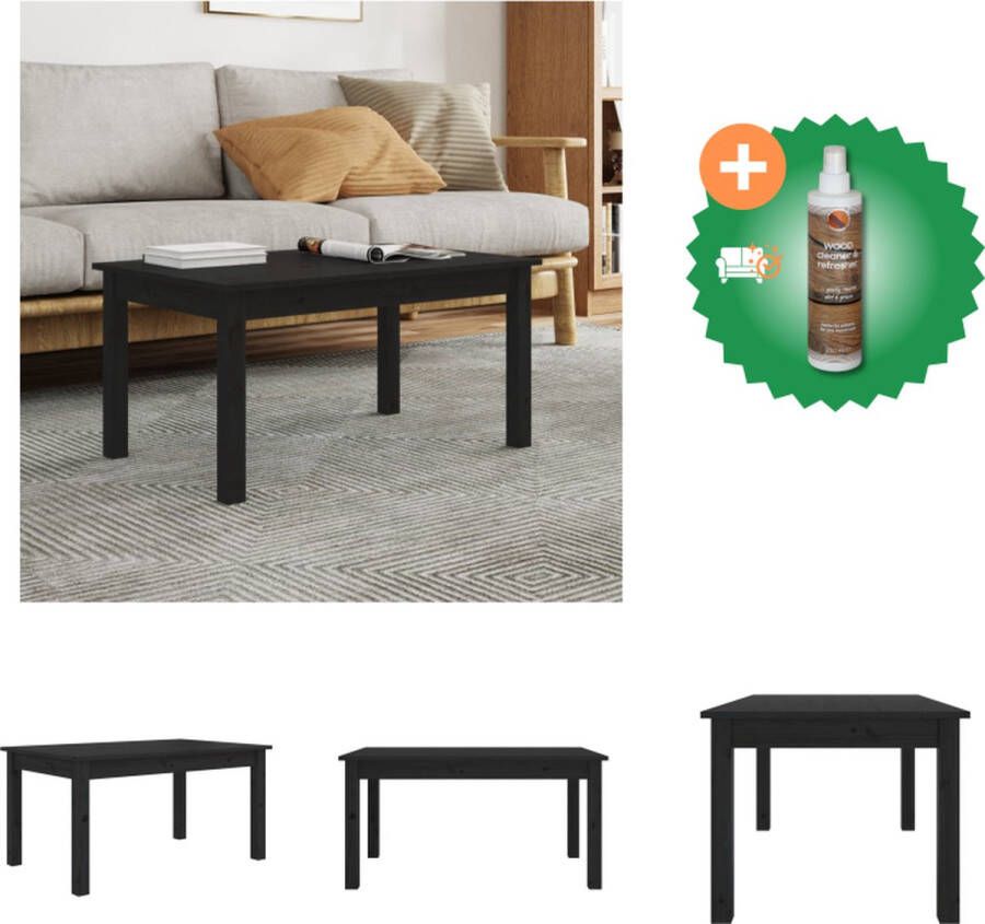 VidaXL Salontafel 80x50x40 cm massief grenenhout zwart Tafel Inclusief Houtreiniger en verfrisser