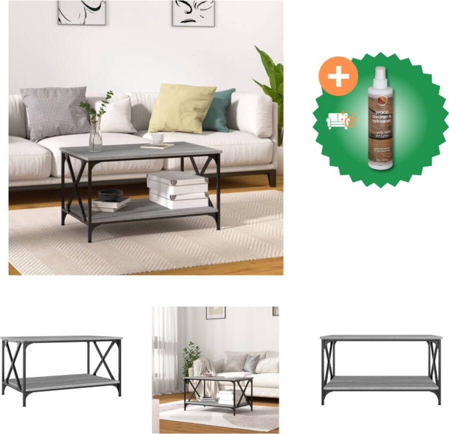 VidaXL Salontafel 80x50x45 cm bewerkt hout en ijzer grijs sonoma eiken Tafel Inclusief Houtreiniger en verfrisser