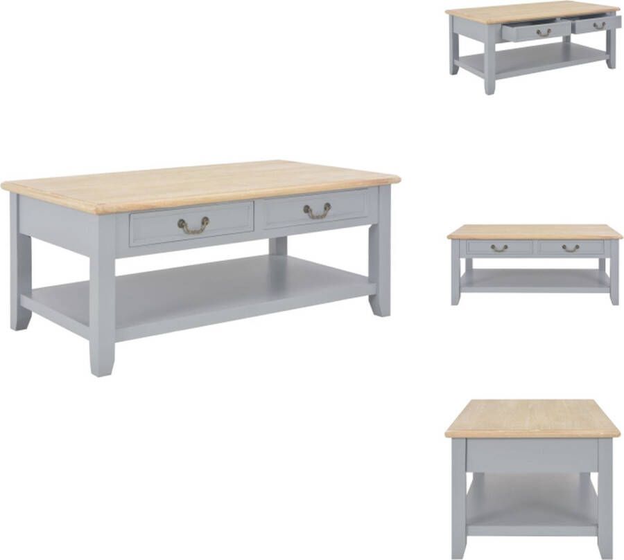 VidaXL Salontafel Grijs 100 x 50 x 41.5 cm Massief paulowniahout en bewerkt hout Tafel