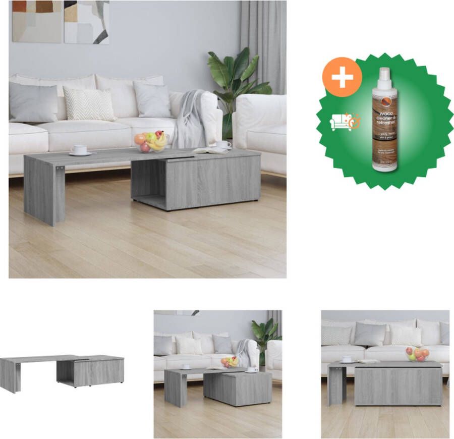 VidaXL Salontafel Grijs Sonoma Eiken 150x50x35 cm Bewerkt Hout Tafel Inclusief Houtreiniger en verfrisser - Foto 2