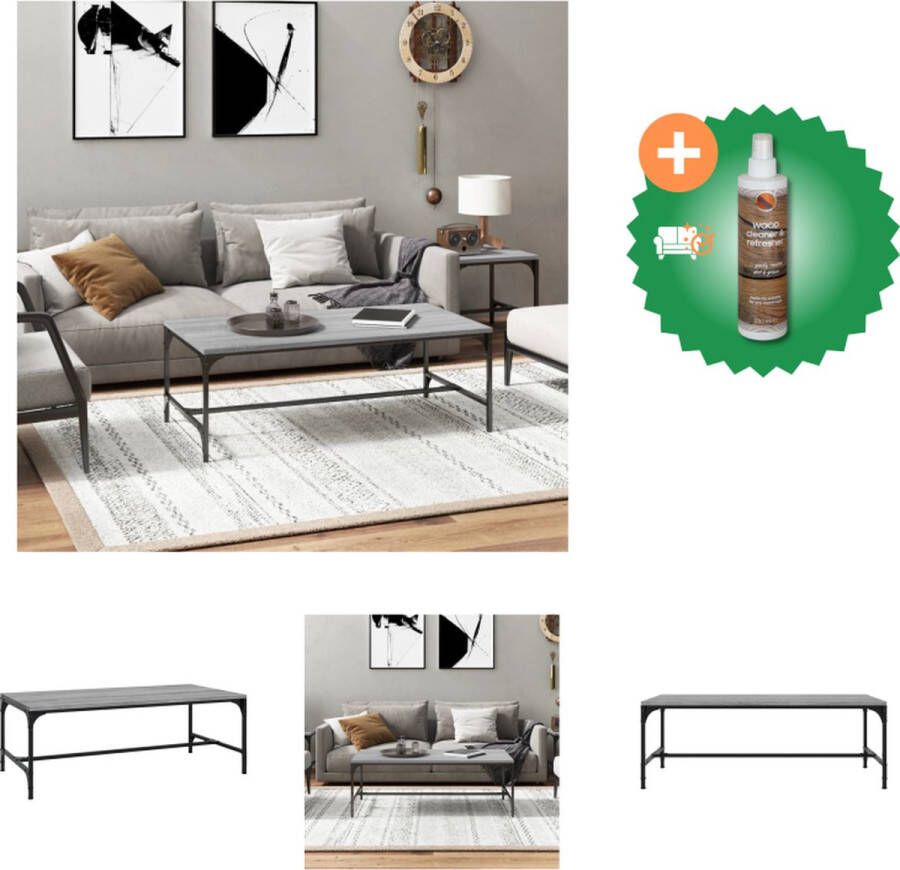 VidaXL Salontafel Grijs Sonoma Eiken 80 x 50 x 35 cm (L x B x H) Tafel Inclusief Houtreiniger en verfrisser