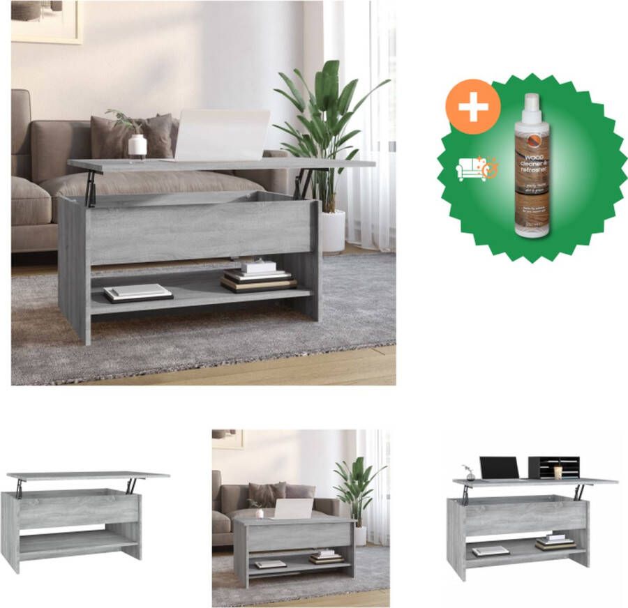 VidaXL Salontafel Grijs Sonoma Eiken 80 x 50 x 40 cm Praktisch bewerkt hout Veel opbergruimte Tafel Inclusief Houtreiniger en verfrisser - Foto 2
