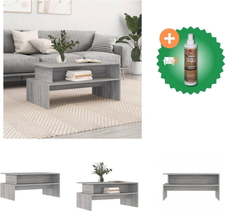 VidaXL Salontafel Grijs Sonoma Eiken 90 x 55 x 42.5 cm Duurzaam Materiaal Tafel Inclusief Houtreiniger en verfrisser