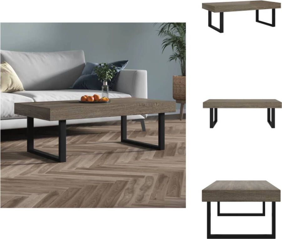 VidaXL Salontafel Salontafels Tafel Bijzettafel Salontafel 120x60x40 cm MDF en ijzer grijs en zwart - Foto 2