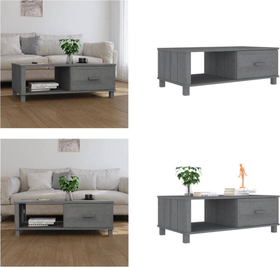 VidaXL Salontafel HAMAR 100x55x35 cm massief grenenhout donkergrijs Salontafel Salontafels Bijzettafel Banktafel