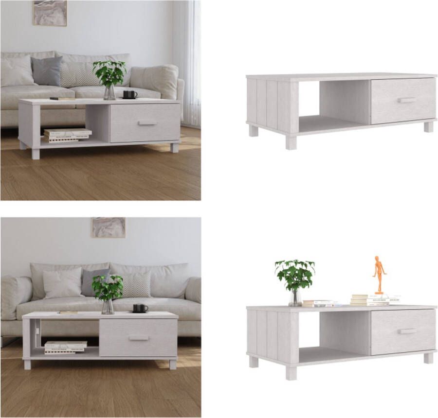 VidaXL Salontafel HAMAR 100x55x35 cm massief grenenhout wit Salontafel Salontafels Bijzettafel Banktafel