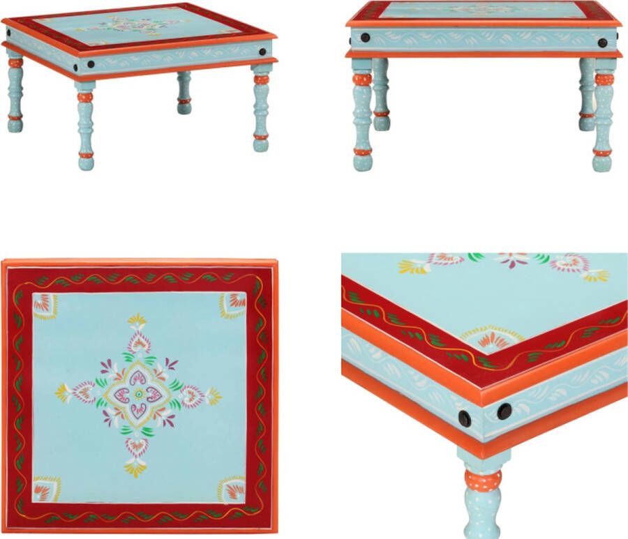 VidaXL -Salontafel-handbeschilderd-massief-mangohout-blauw Salontafel Salontafels Tafel Bijzettafel