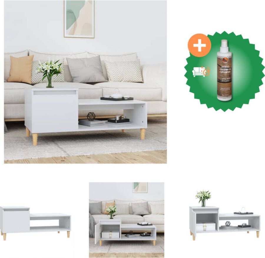 VidaXL Salontafel Hoogglans Wit 100x50x45 cm Duurzaam Hout Tafel Inclusief Houtreiniger en verfrisser - Foto 2