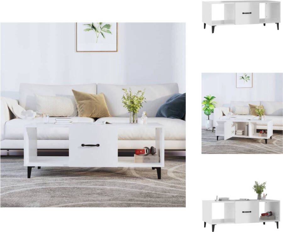 VidaXL Salontafel Salontafels Tafel Bijzettafel Salontafel 102x50x40 cm bewerkt hout hoogglans wit